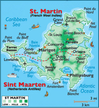 Map of St. Martin and Sint Maarten