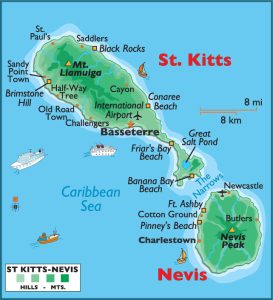 Map of St. Kitts and Nevis